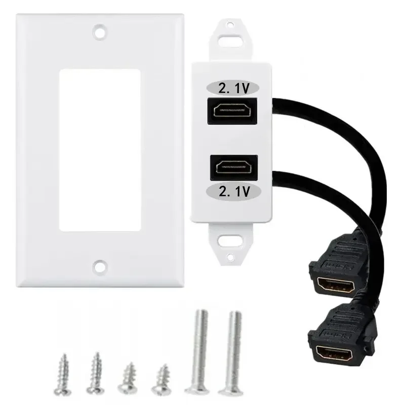 Enchufe de pared de Panel de Alta Definición Compatible con HDMI, 8K, versión 2,1, 48Gbps, 60Hz, sin soldadura, adecuado para cableado de ingeniería