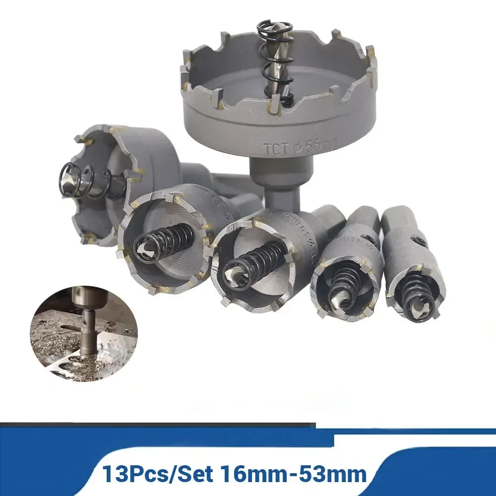13-pieces-ensemble-foret-a-noyau-en-carbure-scie-cloche-coupe-pour-le-travail-des-metaux-en-alliage-d'acier-inoxydable-pointe-de-forage-en-metal-16-53mm-jeu-de-forets