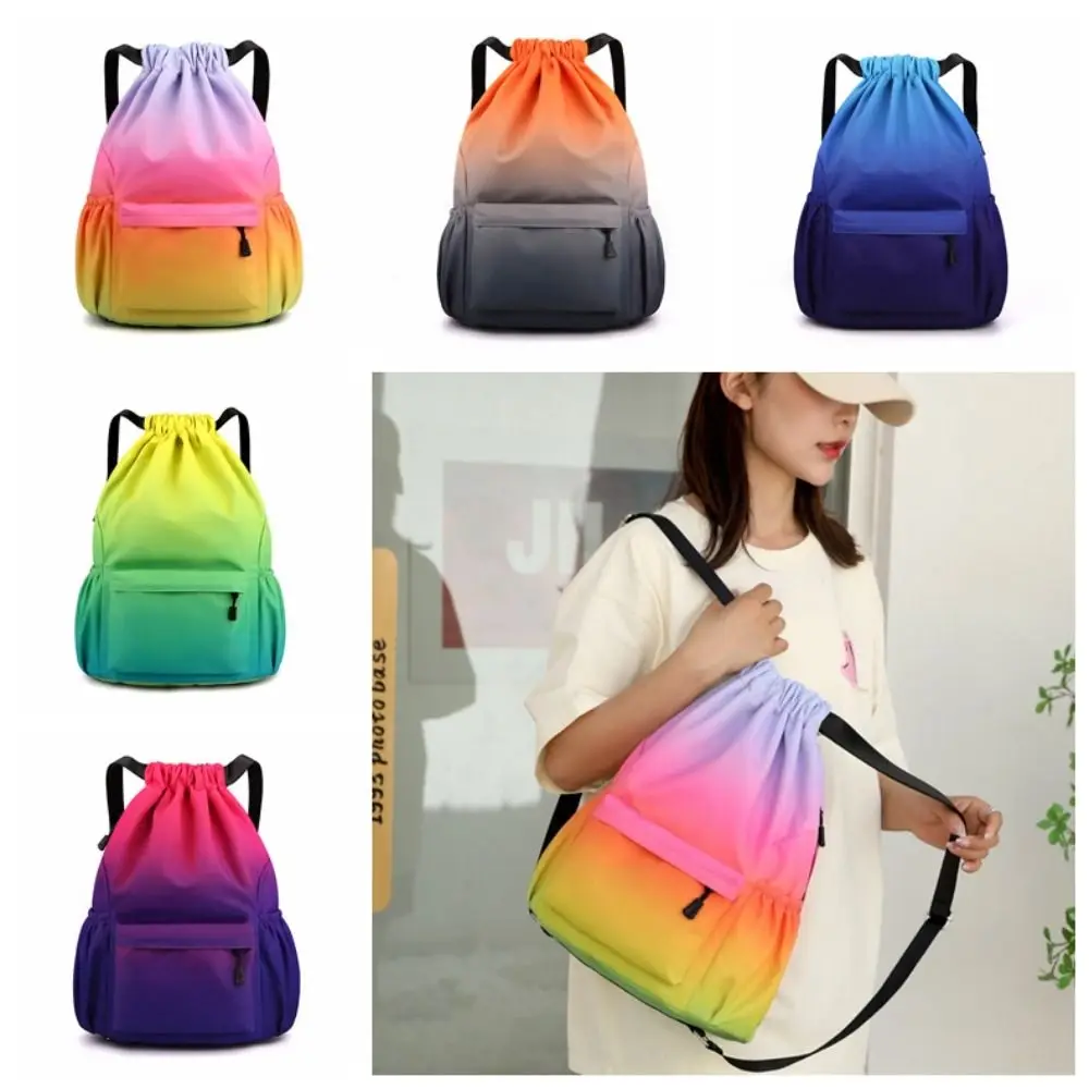 Nylon Portable Sports Backpack Portable Leisure Style Gradient Color Waterproof Bag Fashion Multilayer Storage