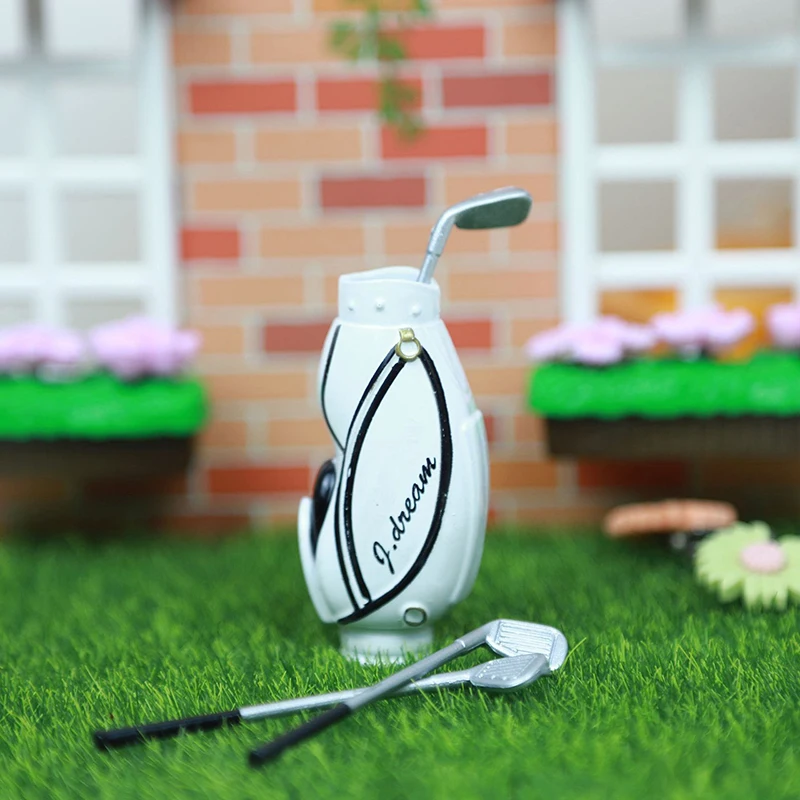 

Mini Golf Clubs With Bag Model For Doll House Decoration Dollhouse Miniature Accessories Miniature Scene Model