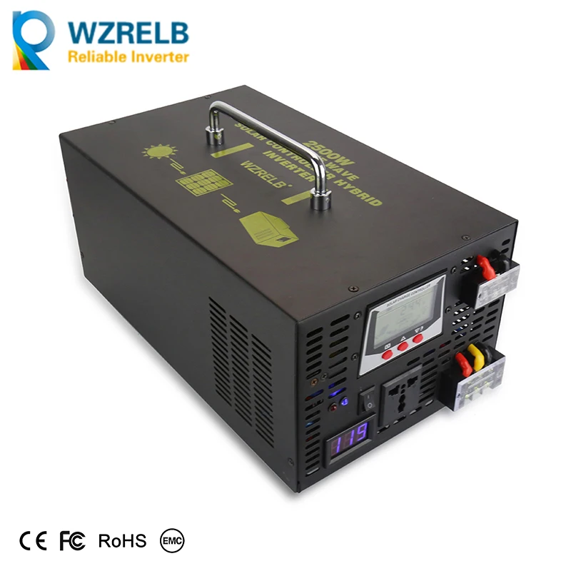 Hybrid Solar Inverter 1.5KW 2KW 30A PWM Controller Pure Sine Wave Off Grid Generator 12V 24V 36V 48V DC to 120V 220V Converter