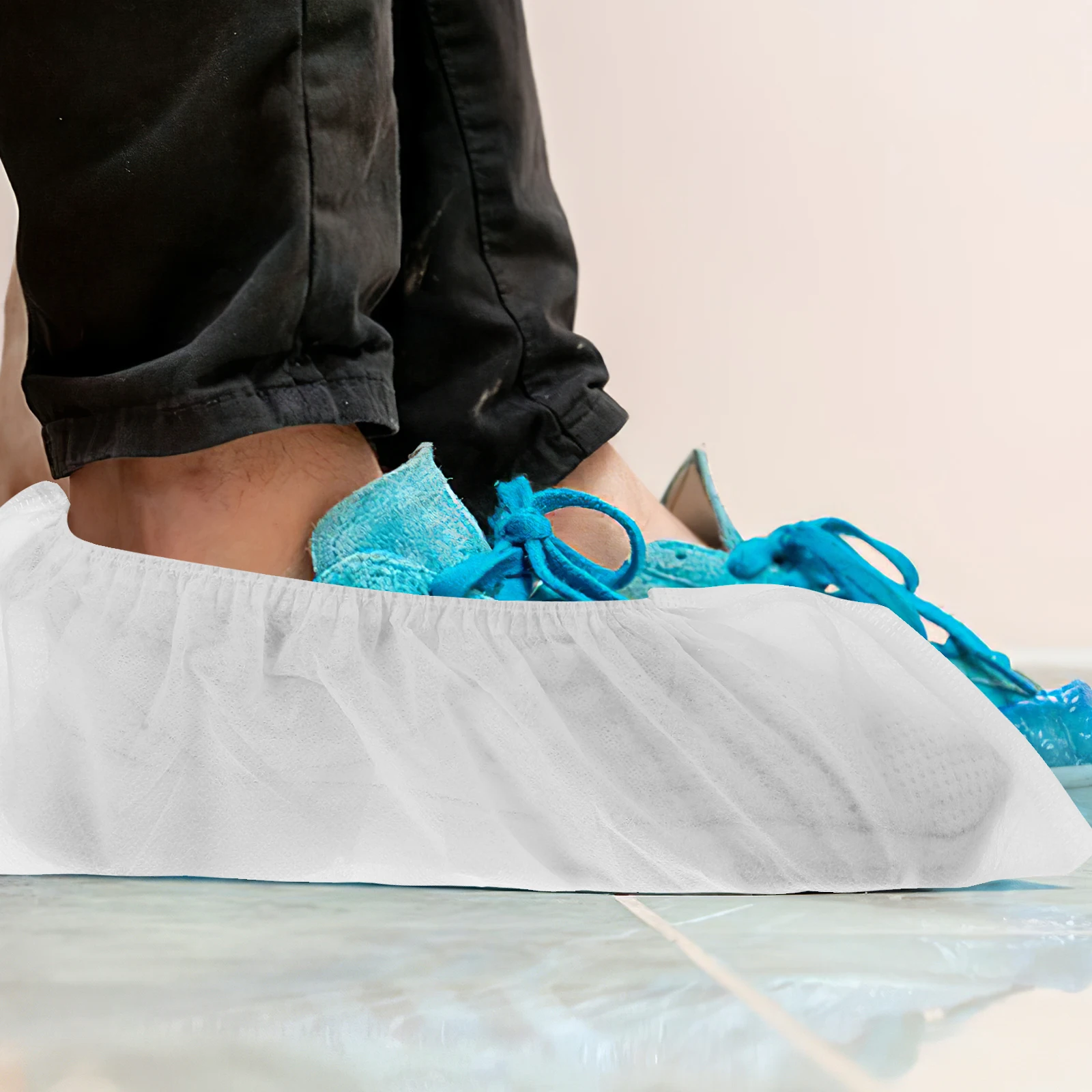 

100Pcs Disposable Shoe Covers Non-Woven Boot Covers Indoor Foot Protectors Non-Slip Shoe Sleeves Floor Safety