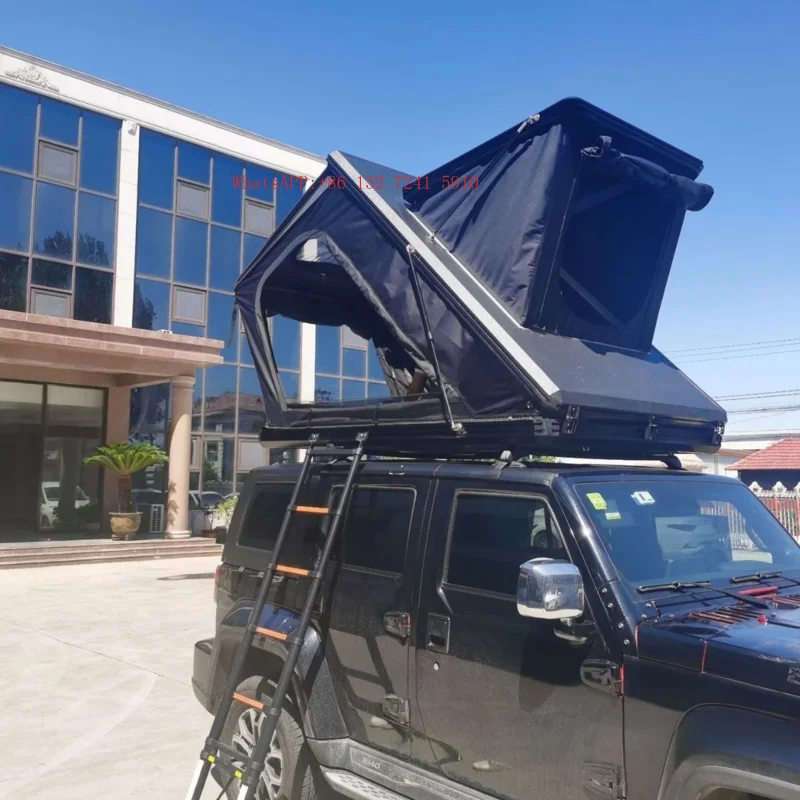 Hongsheng Product 1.4m Aluminum Alloy Triangular Rooftop Tent, Upgraded Glued Shell With Openable Sunroof