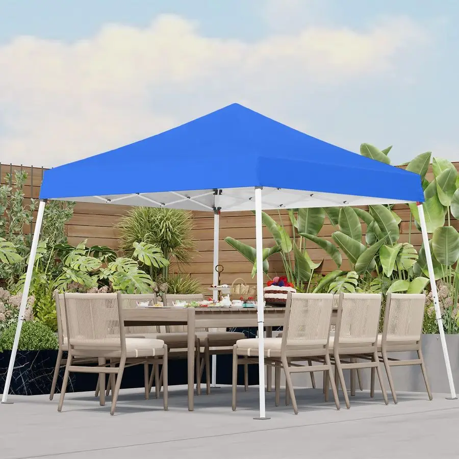 

Пляжный тент-шатер Pop Up Canopy, 300D, с серебристым покрытием, синяя ткань, для улицы, со скошенными ножками и сумкой для хранения, легкосборный, солнцезащитный навес