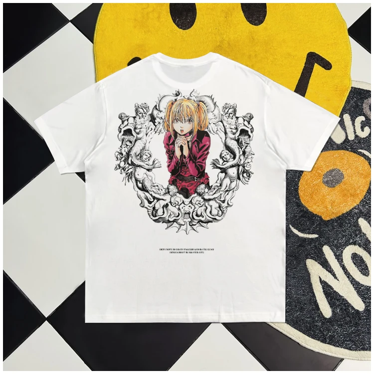 

ex Pure Cotton ort Sve T-irt Death Note Anime f Sve Loose Fit Summer Casual round Ne aphic Tee