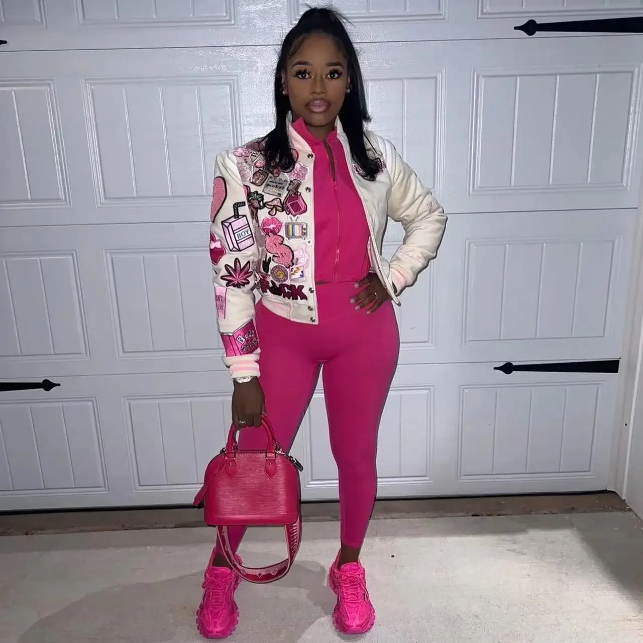 حجم كبير WB9150 حجم كبير المرأة المألوف المطبوعة زر الضغط الكرة سترة عبر الحدود السلع سميكة رقيقة لفصل الشتاء... #2