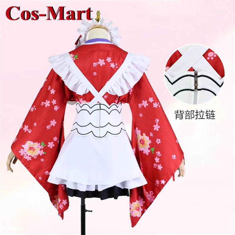 Cos-Mart Anime Vtuber Hololive Ookami Mio Cosplay Costume Sweet Elegant Lunar January Kimono Activity Party Role Play Clothing