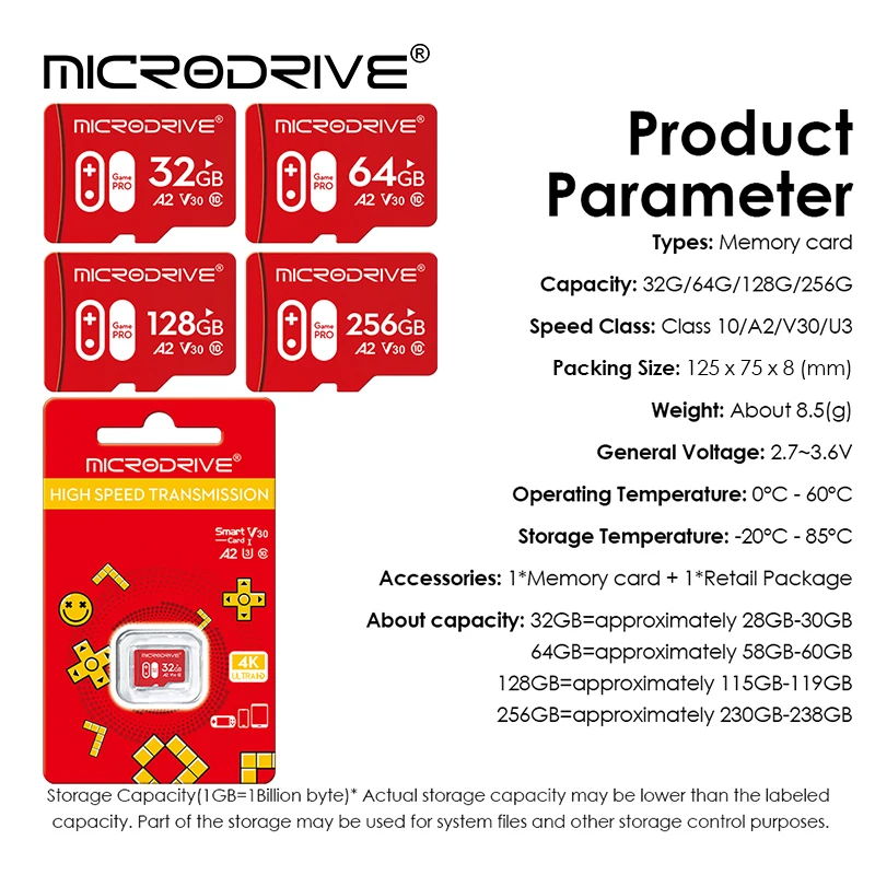Ultra Micro TF Card 128GB 32GB 64GB 256GB - Mini SD TF Flash Memory Card for Phone SD/TF Dual Compatibility