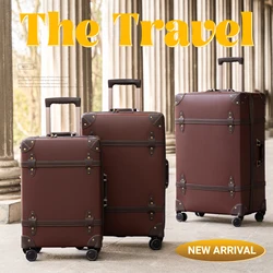 urecity Vintage Luggage Sets, 3 Piece Retro Trolley Luggage Bag, Travel Luggage with Tsa Lock and Spinner Wheels