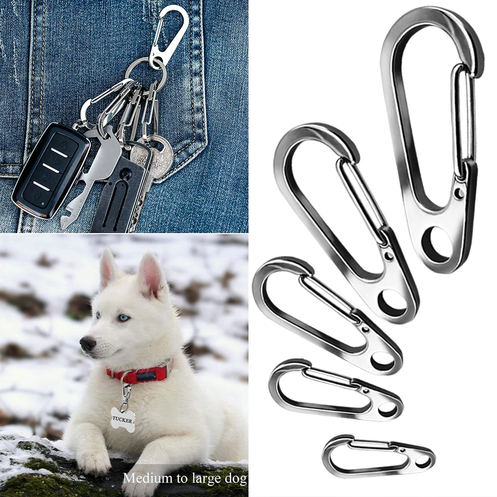 2/5/10pcs 304 Stainless Steel Quick Connect Ring Buckle Metal Mini Lobster Buckle Outdoor Hiking Backpack Buckle Spring Keychain