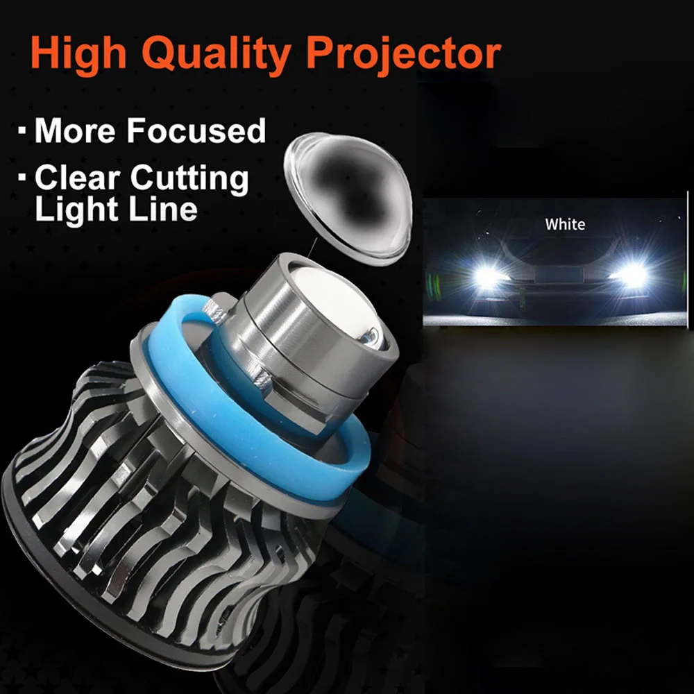 1X Laser Lens H7 Led Headlight Bulb H11 Led Headlamp 9005 HB3 CSP Turbo Fog Light Cars High Beam Dipped Beam Cars Motorcycle