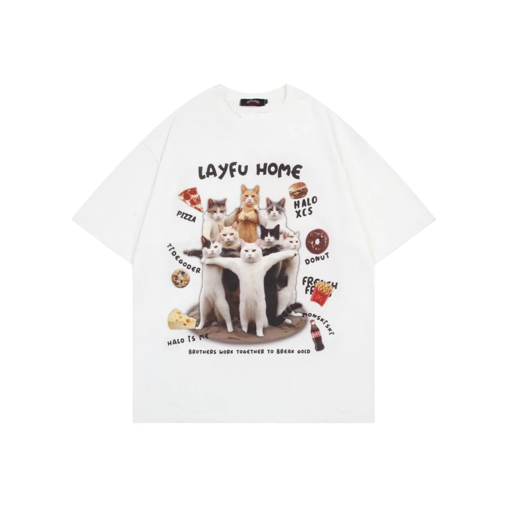 تي شيرت هاراجاكي نسائي Y2K ، ملابس الشارع للسيدات ، تي شيرتات غير رسمية ، قميص بلوفر صيفي ، حيوان أليف لطيف ، قمم نمط الجرو الهريرة ، ملابس للفتيات