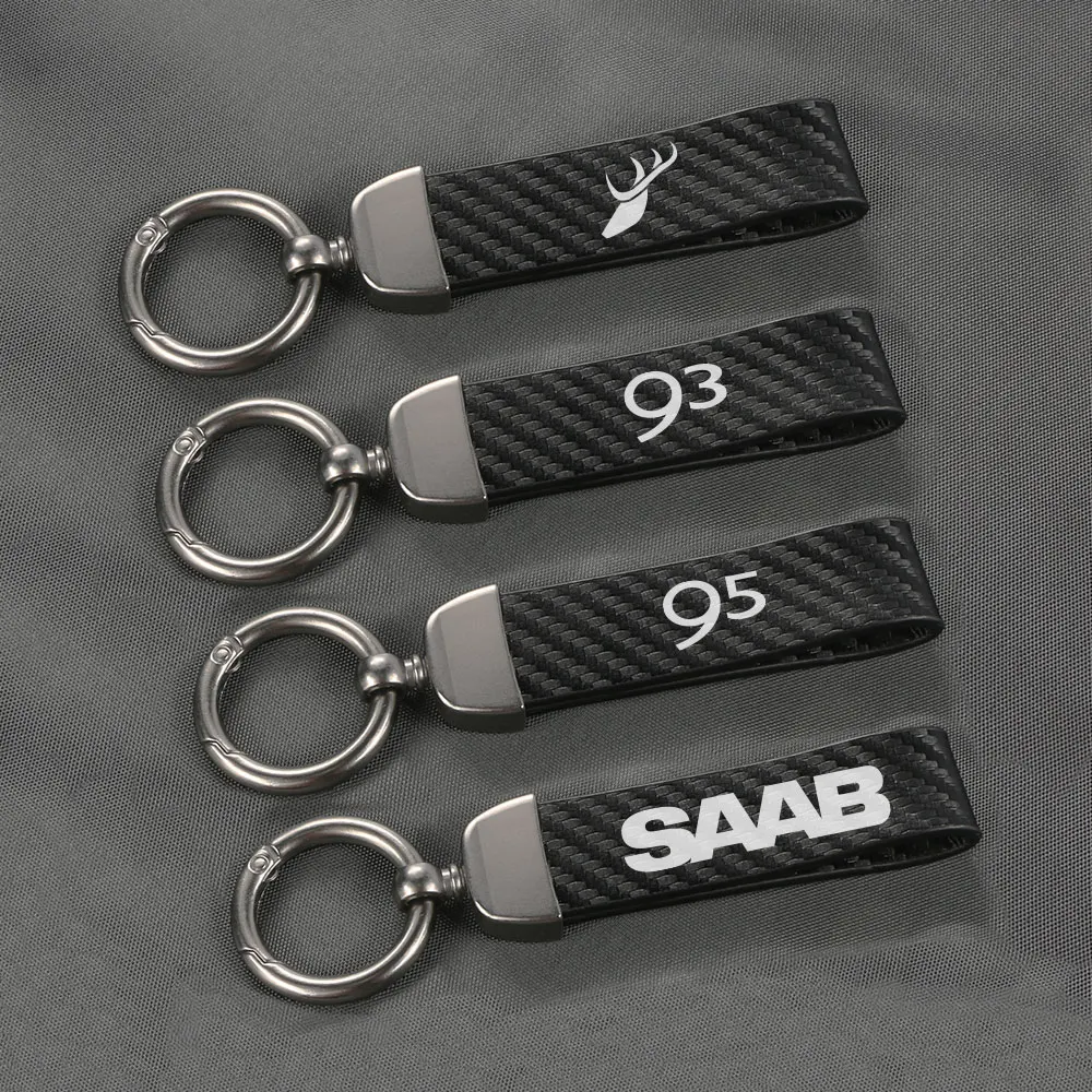 Leather Car Lanyard Keychain Keyring Car Accessories For SAAB Hirsch Aero 91 93 94 95 97 99 900 9000 Aero X 93X 95X 94X 97X 900S