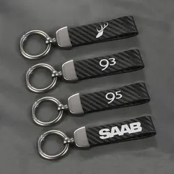 For SAAB 93 91 94 95 Aero 97 99 900 Hirsch Aero 9000 X 93X 95X 94X 97X 900S Leather Car Lanyard Keychain Keyring Car Accessories