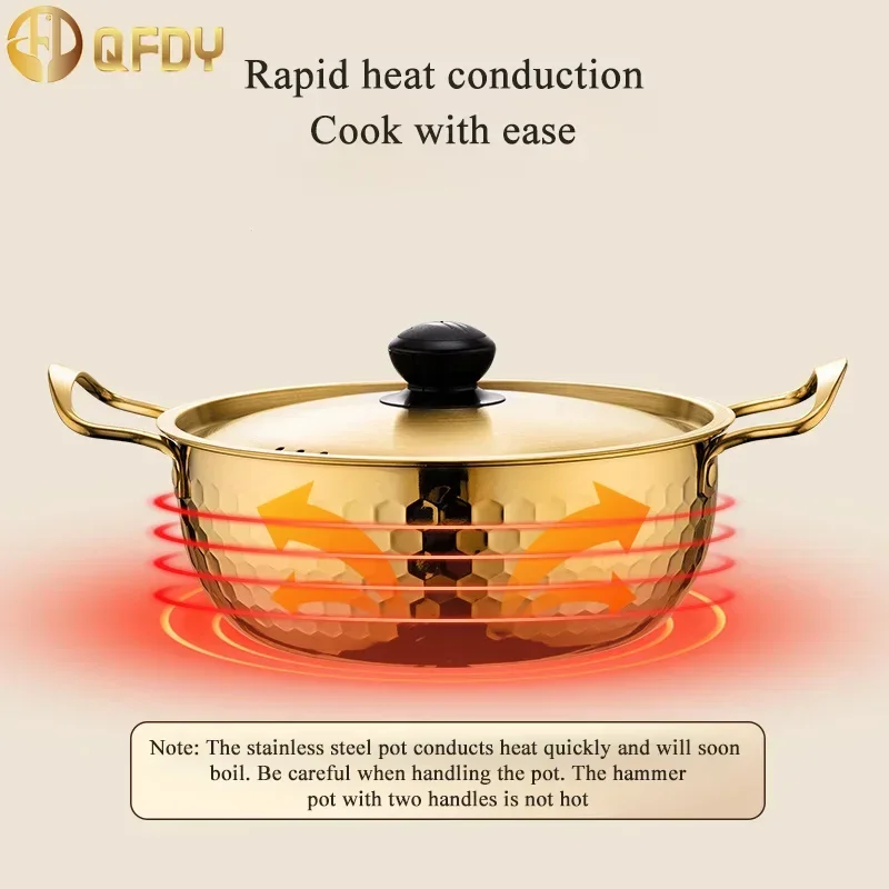 Korean ramen pot with two ears with cover high appearance level hiking camping curry noodles kitchen cookware