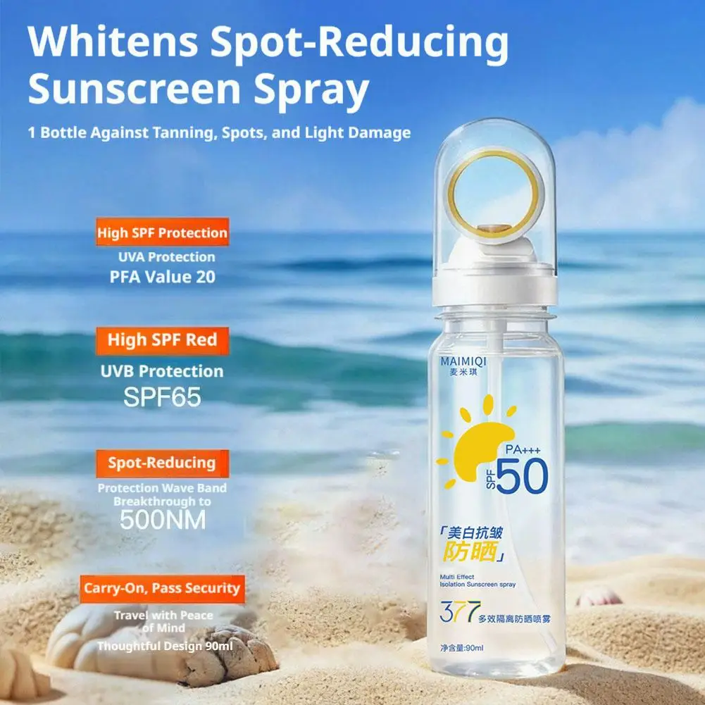 SPF50 PA+++ Sunscreen Spray UV Color Changing Cap Whitening Sun Protection Water Resistant Portable Sunblock Mist