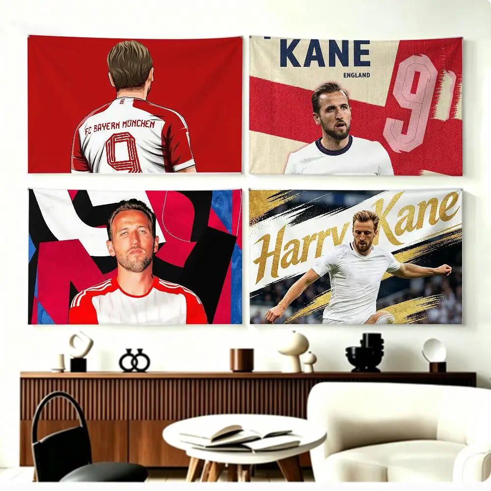 

football H-Harry K-Kane Flags Wall Hanging Background Art Banner for Bedroom Home Outdoor Decor