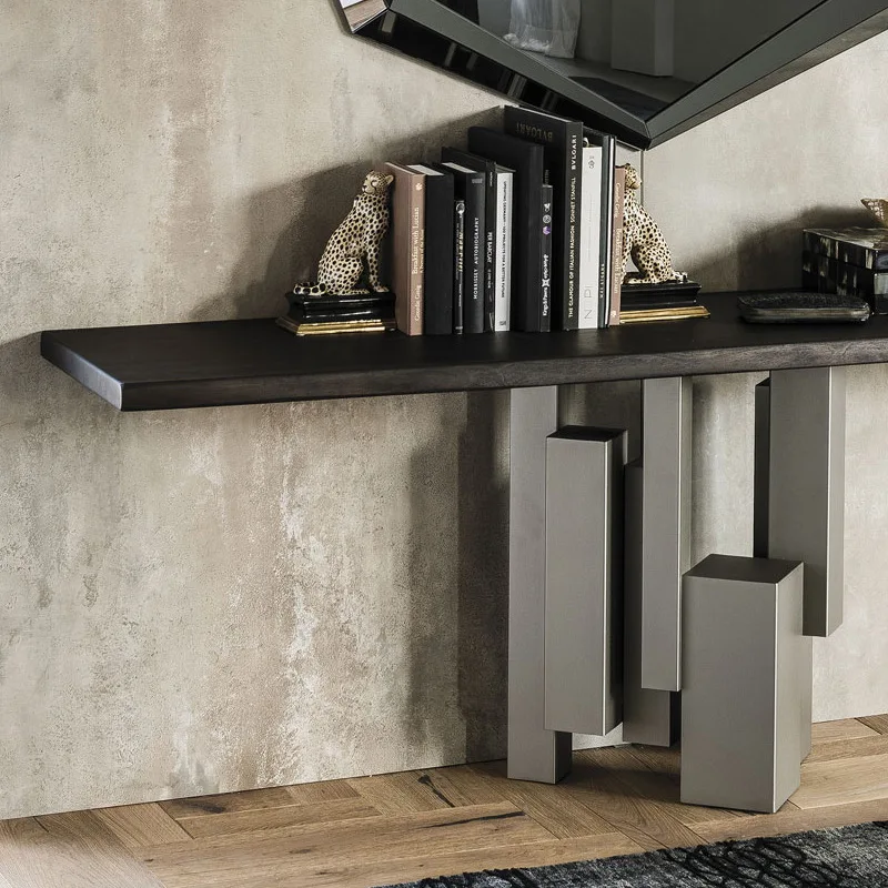 Italian minimalist solid wood entrance table, living room modern simple end view table entrance long case