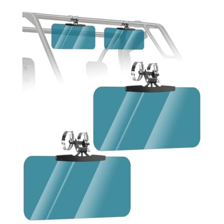 

2 Pack Sun Visor for UTV and Golf Cart Roof Bars Polarized Anti-Glare Visors with Metal Base Angle Adjustable Shade for Roll Tu