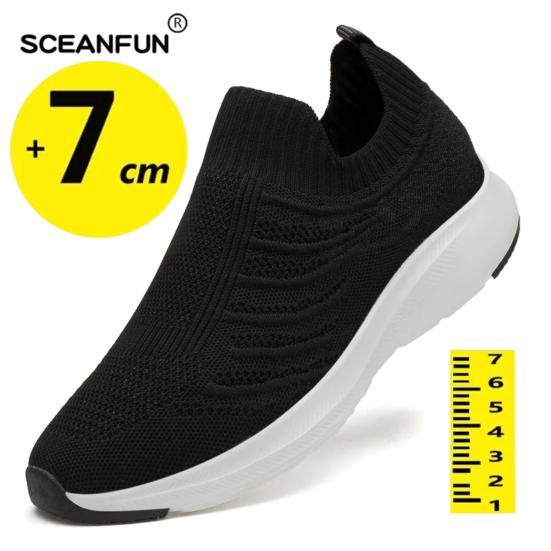 Toenemende Lift Man Sneakers Zomer Lift Schoenen Hoogte Verhogen Schoenen Voor Heren Mesh Licht 7Cm Slip-On Casual Sportschoenen