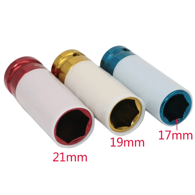 3 Chiếc 1/2 Inch 17 Mm 19 Mm 21 Mm Hợp Kim Tường Mỏng Xe Bánh Xe Tác Động Sâu Hạt Ổ Cắm Lái Xe bộ