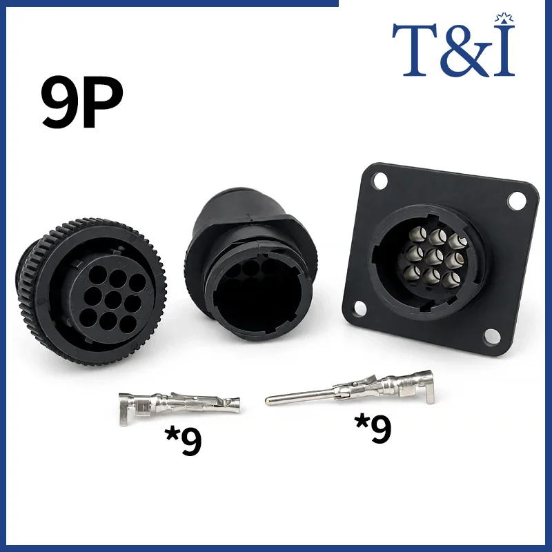 9 Pin Circular Connector Male Female Wiring Plug Socket Cover 50PCS Terminal Options 182663-1 182645-1 for Wire Harness Repair