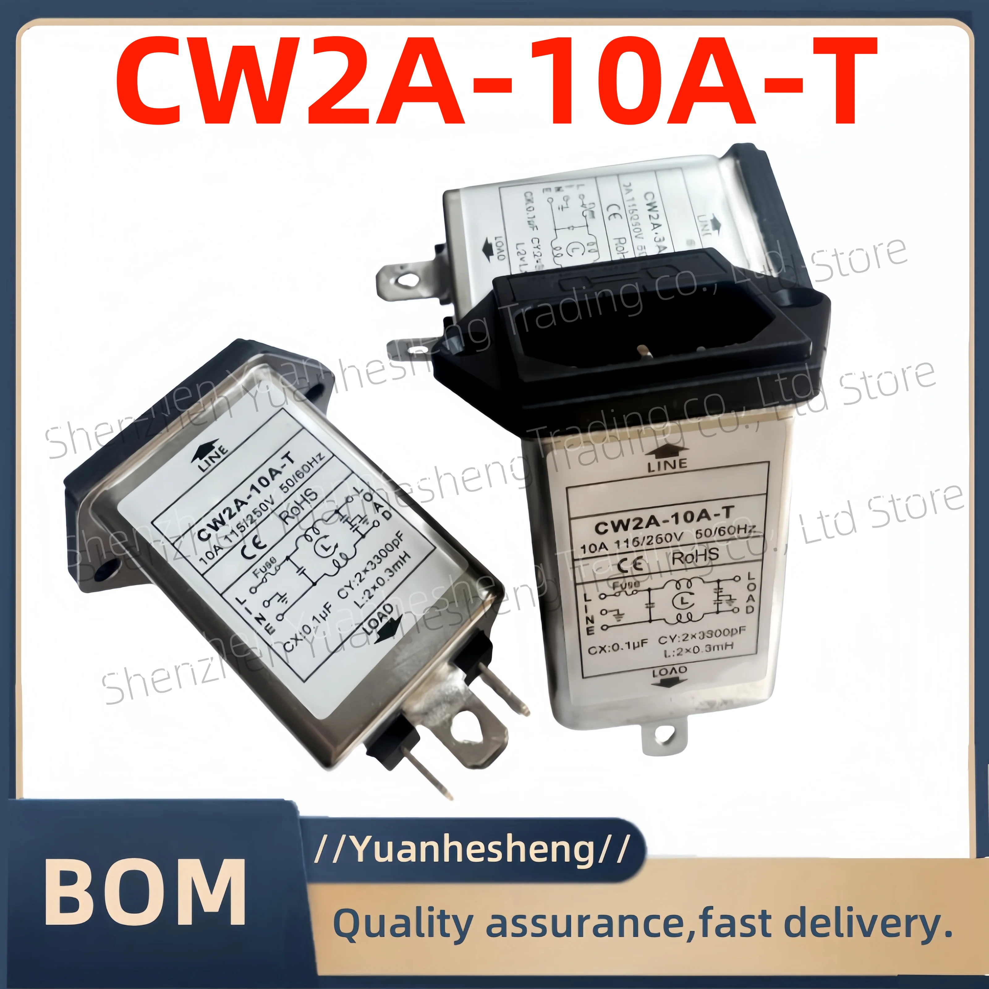 Brand new and original 10A 6A 3A Single-phase power filter EMI filter socket CW2A-6A-T audio power purifier Vehicle CW2A-3A-T