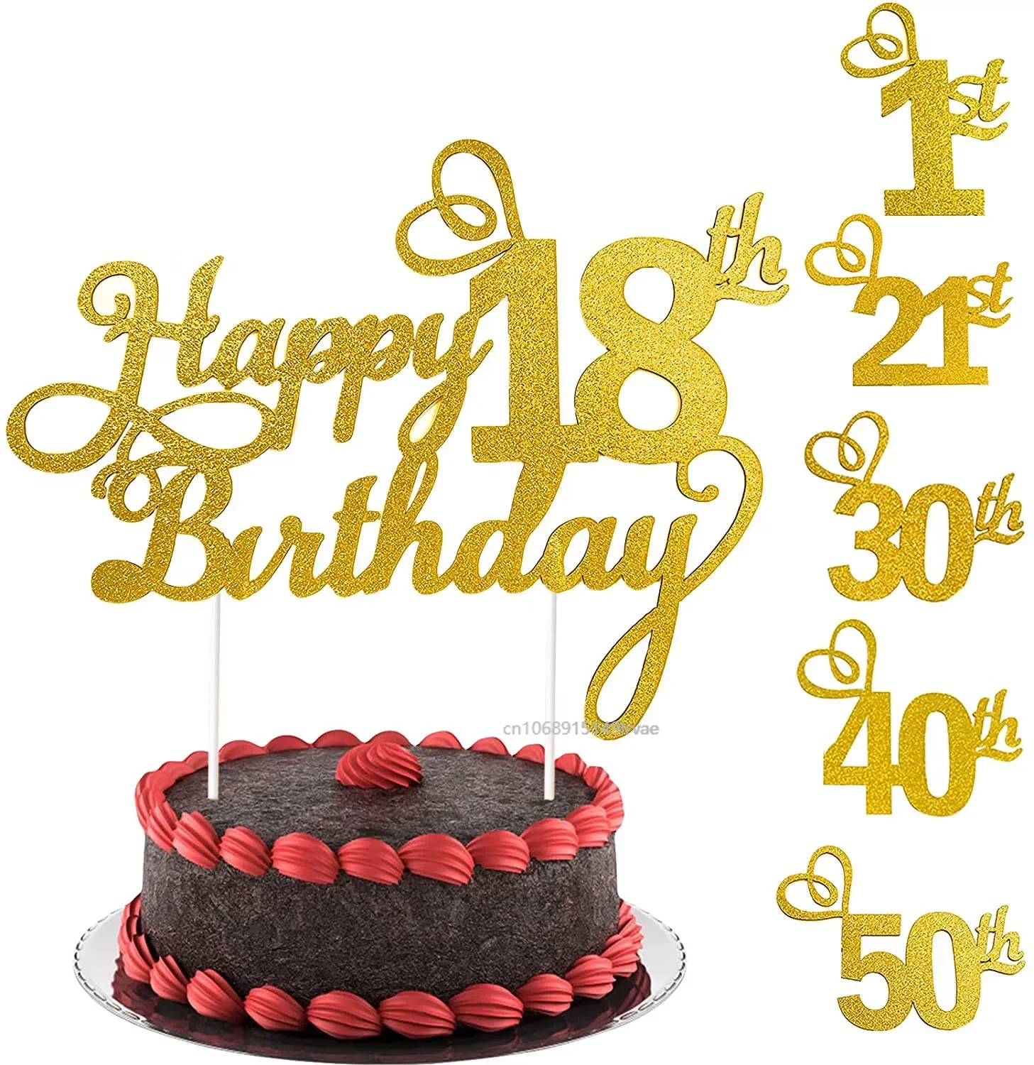 1PC Happy Birthday Cake Topper 1st 18th 21th 30th 40th 50th Age Happy Birthday Cake Decoration Party Decorating Supplies