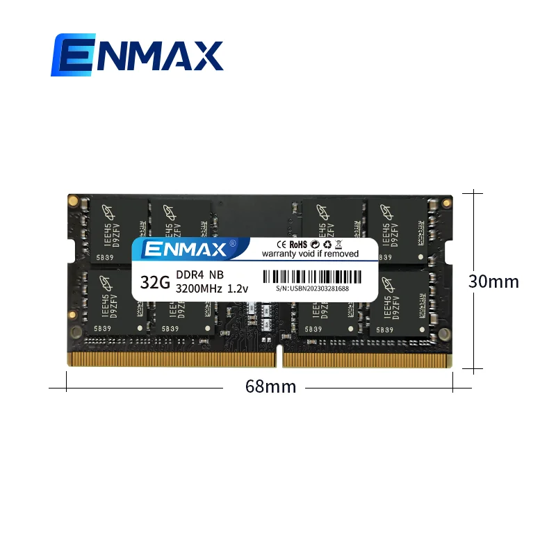 Enmax-Memória RAM Laptop, DDR4, 4GB, 8GB, 16GB, 32GB, 2400MHz, 2666MHz, 3200MHz, SO-DIMM, Módulo RAM, 260Pin