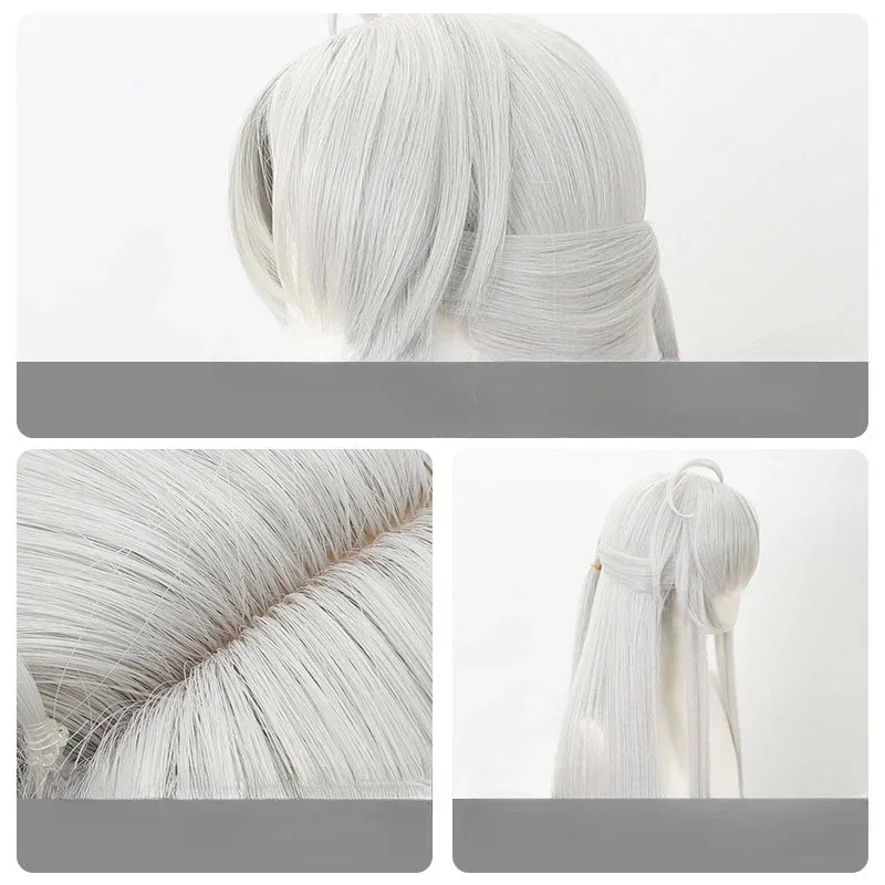 CyGame Wuthering موجات كارلوتا مونتيلي شعر مستعار تأثيري رمادي أبيض طويل الشعر مقاومة للحرارة الاصطناعية هالوين حفلة النساء فتاة Pr