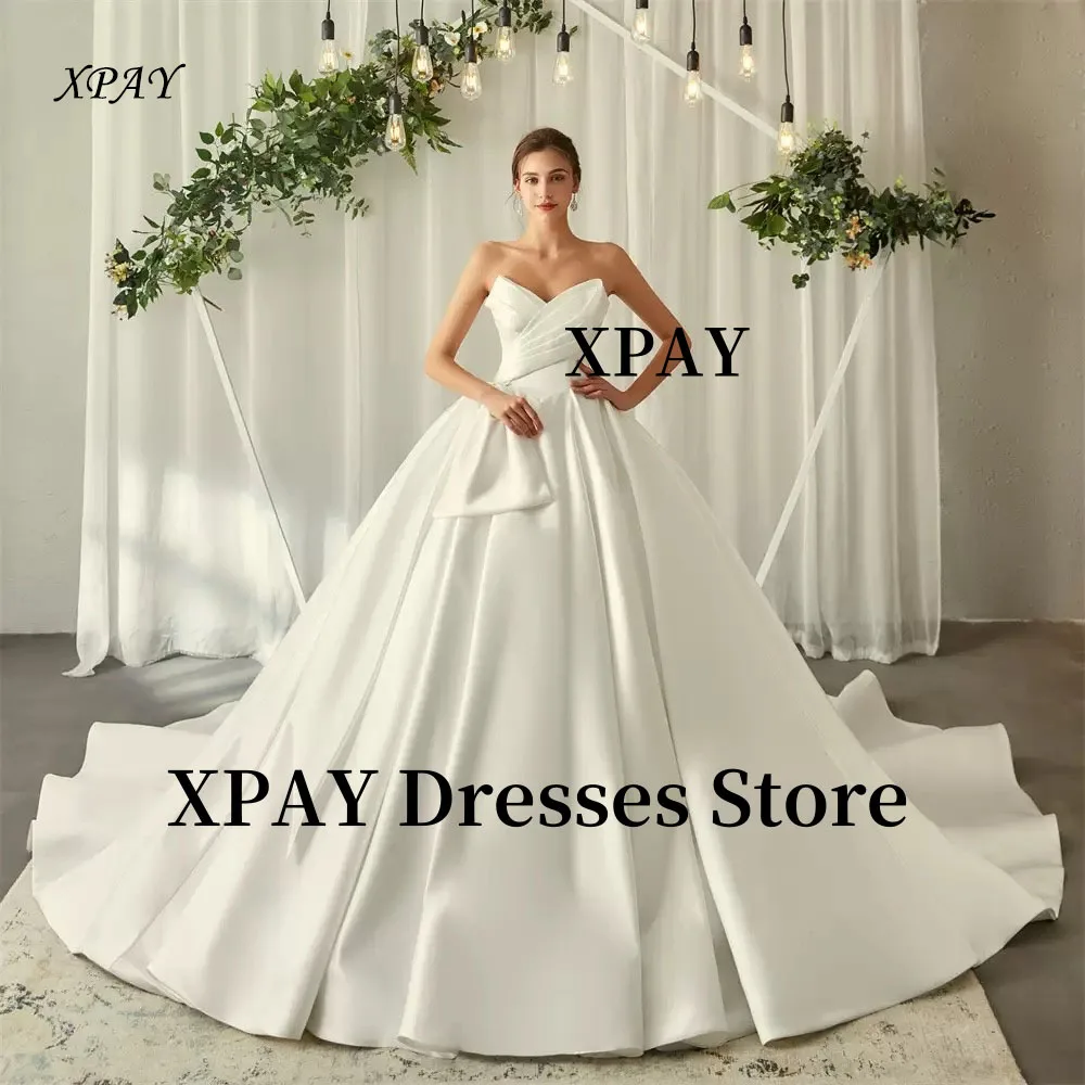 XPAY Sweetheart Ball Gown Luxury Wedding Dresses Korea Photo shoot Thick Satin Princess Bridal Gowns Vestidos de noiva Customize