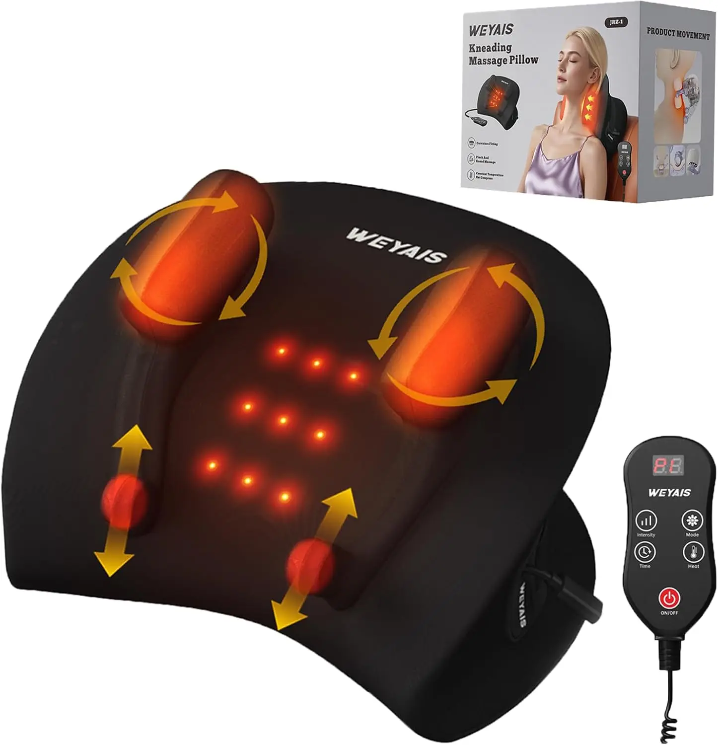 Neck Massager Pillow, Neck and Shoulder Relaxer with Heat, 3 Modes and Strengths, Neck Massager for Pain Relief Deep Tissue, Rem