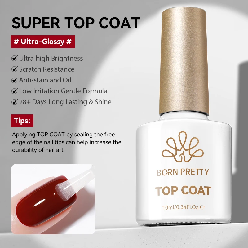BORN PRETTY 1/2 Stück Wassertropfen Top Coat Gel Nagellack Ohne Abwischen Super Top Coat Semi-Permanent UV LED Gel Maniküre Nägel