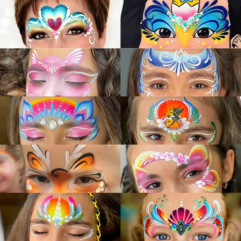 16 Face Painting Stencil New Mask Set DIY Kids Graffiti Hand Painting Aids Tattoo Stencils Stage Party Holiday Makeup