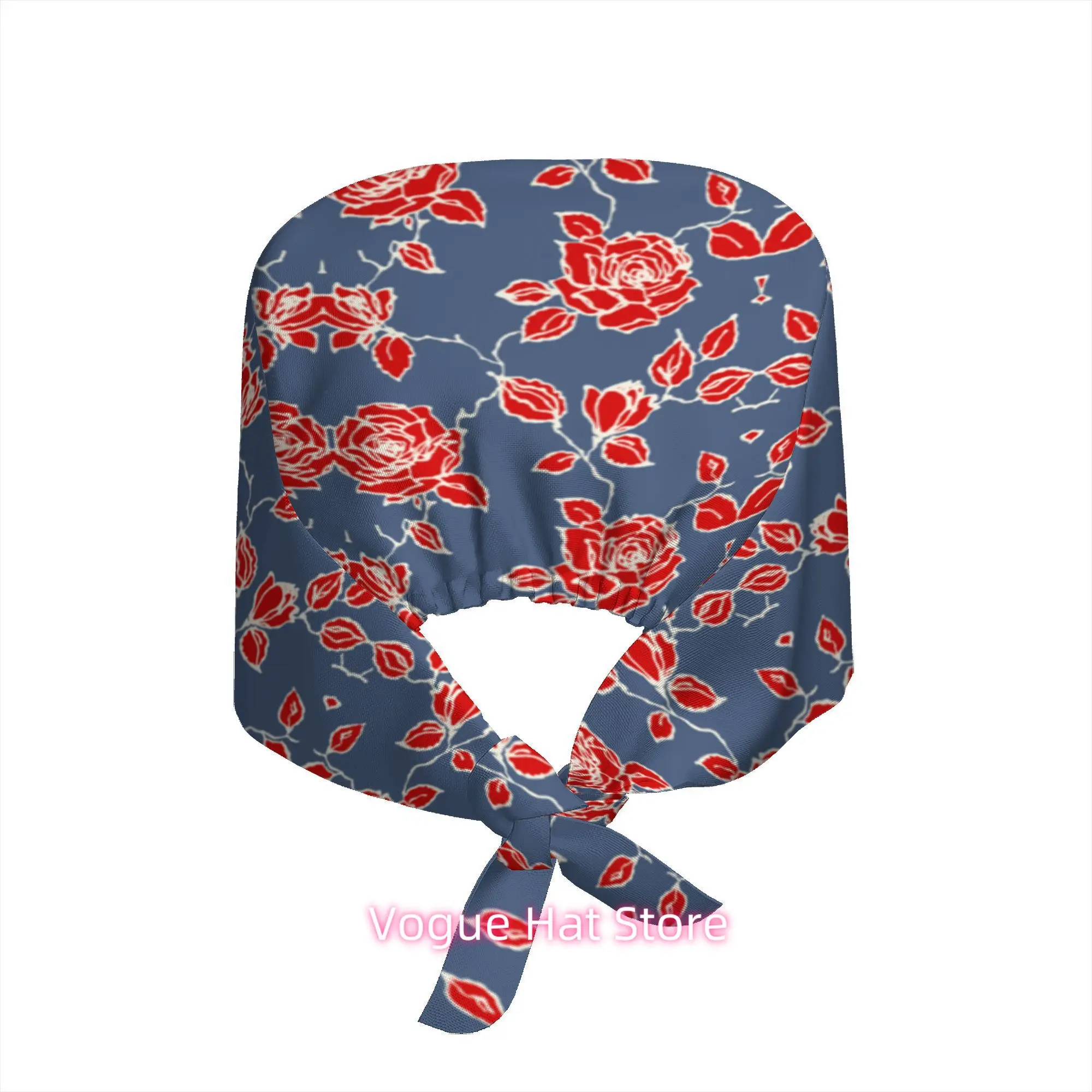1pc Adjustable Work Cap Red Rose Floral Pattern Hat Elegant Vintage Style Accessory for Garden Parties Spring Fashion Gift Unise