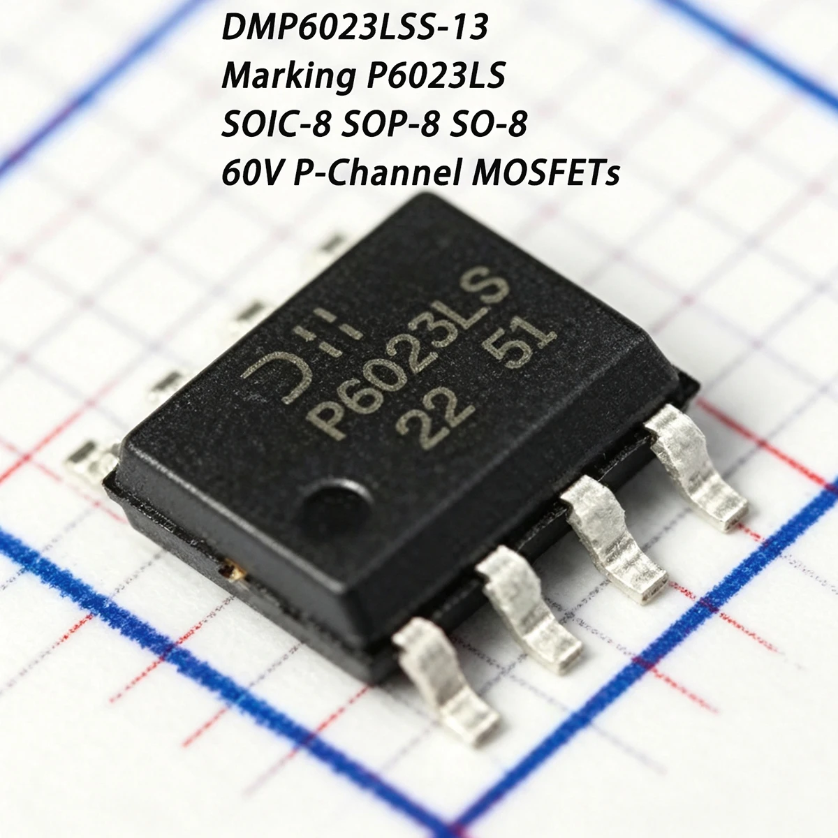 10PCS DMP6023LSS-13 Marking P6023LS SOIC-8 SOP-8 SO-8 60V 6.6A 1.2W 33mΩ P-Channel NEW Original Field-Effect Transistor MOSFETs