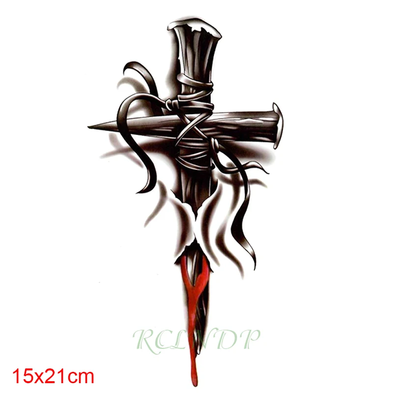 Waterproof Temporary Tattoo Sticker cross rope tied nail Tatto on Leg Arm Back Tattos Flash Tatoo Fake Tattoos for Men Women