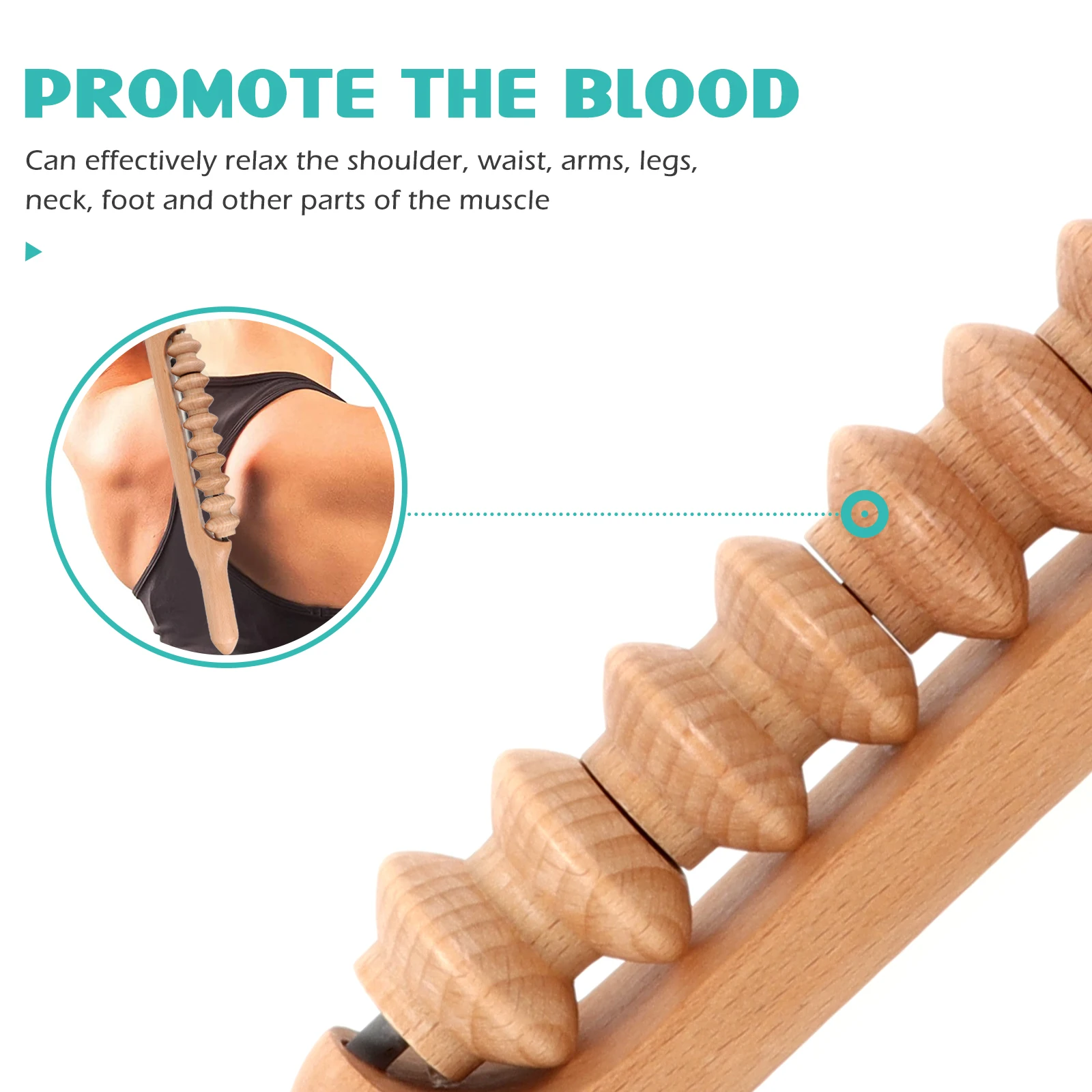 

Massage Yoga Rod Round Beech Wooden Roller Massager Therapy Manual Manual Massage Stick Muscle Stick Tool