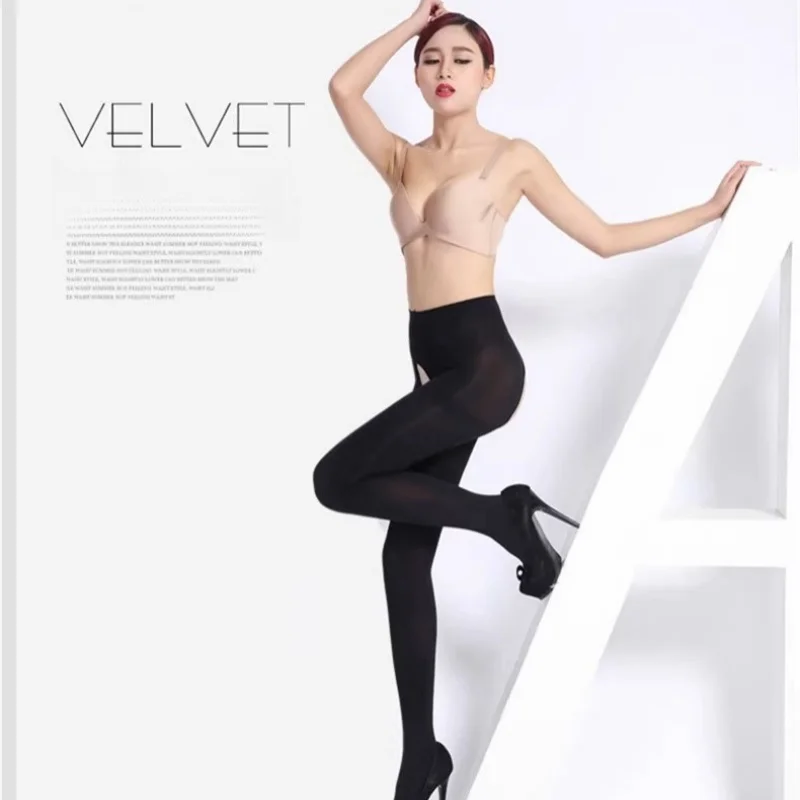 DOIAESKV Plus Size Women Tight Open Crotch 120D Autumn Winter Warm Pantyhose High Waist Female Stretchy Slim Skinny Velvet Tight