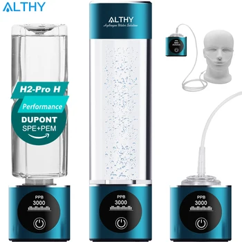 ALTHY โมเลกุลไฮโดรเจนน้ําเครื่องกําเนิดไฟฟ้าขวด DuPont SPE + PEM Dual Chamber lonizer + PPB & จอแสดงผลเวลา + H2 อุปกรณ์สูดดม