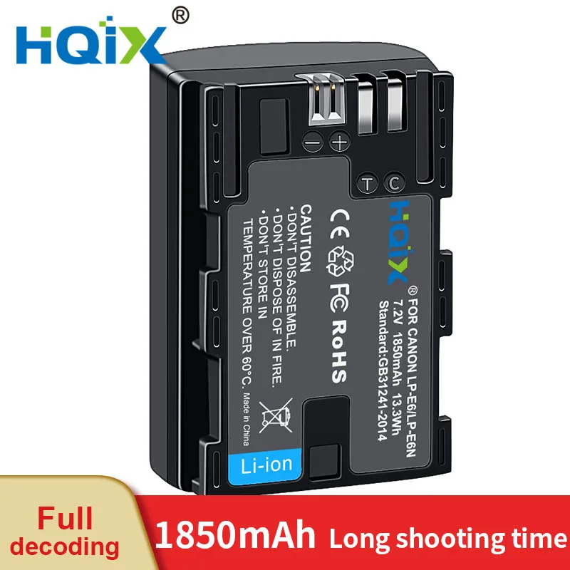 HQIX for Canon EOS R R5 R6 R7 90D 80D 70D 60D  6D Mark II 6D2 7D2 5D4 5D3 5D2 5DS 60Da Camera LP-E6 LP-E6N Charger Battery