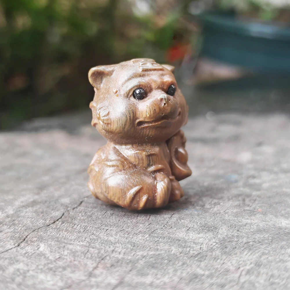 1.1 Inch Wooden Tiger Figurine, Natural Style, Simple Style, Suitable for Desktop Decorations, New Year Gifts, Party Decorations, Gifts for Friends, Office Decorations, Birthday Gifts