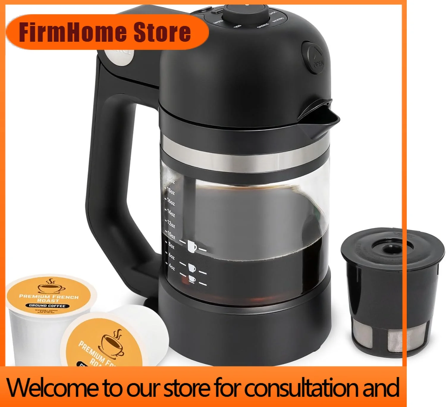 FirmHome StoreMicro Cafe Smallest Single-Serve Coffee Brewer With Glass Carafe Compatible With Keurig K-Cups Enclosed Brewing Fo