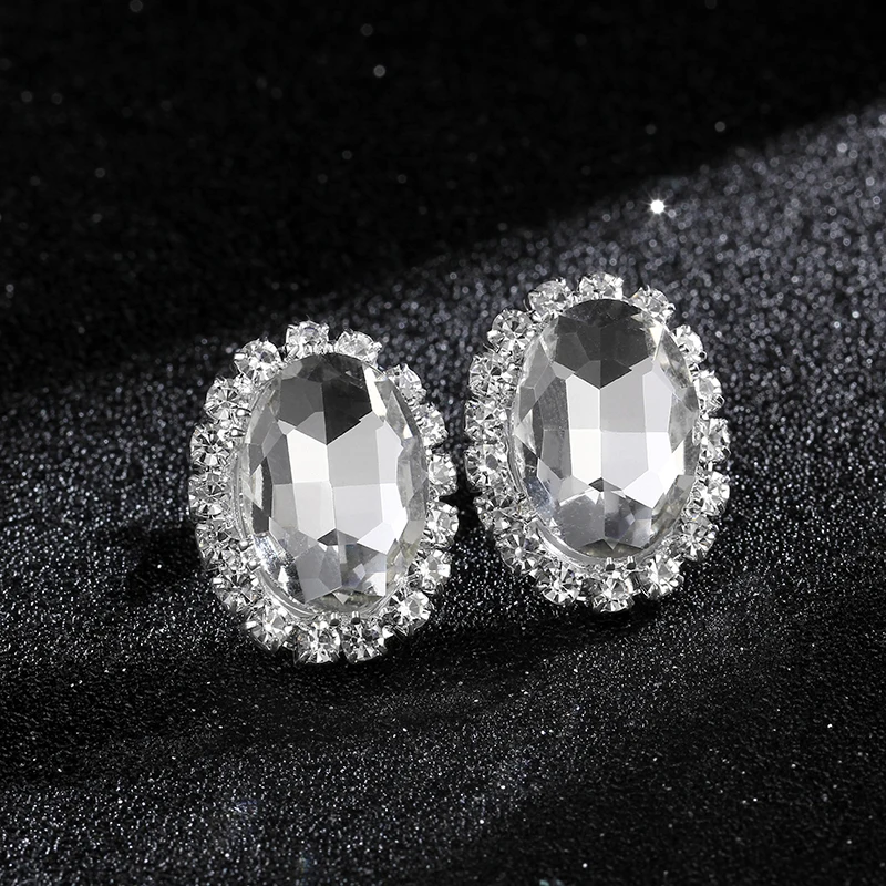 Women Fashion Shiny Rhinestone Big Drop Dangle Earrings Maxi Evening Dress Statement Earrings Accessories Wedding Bride Jewelry