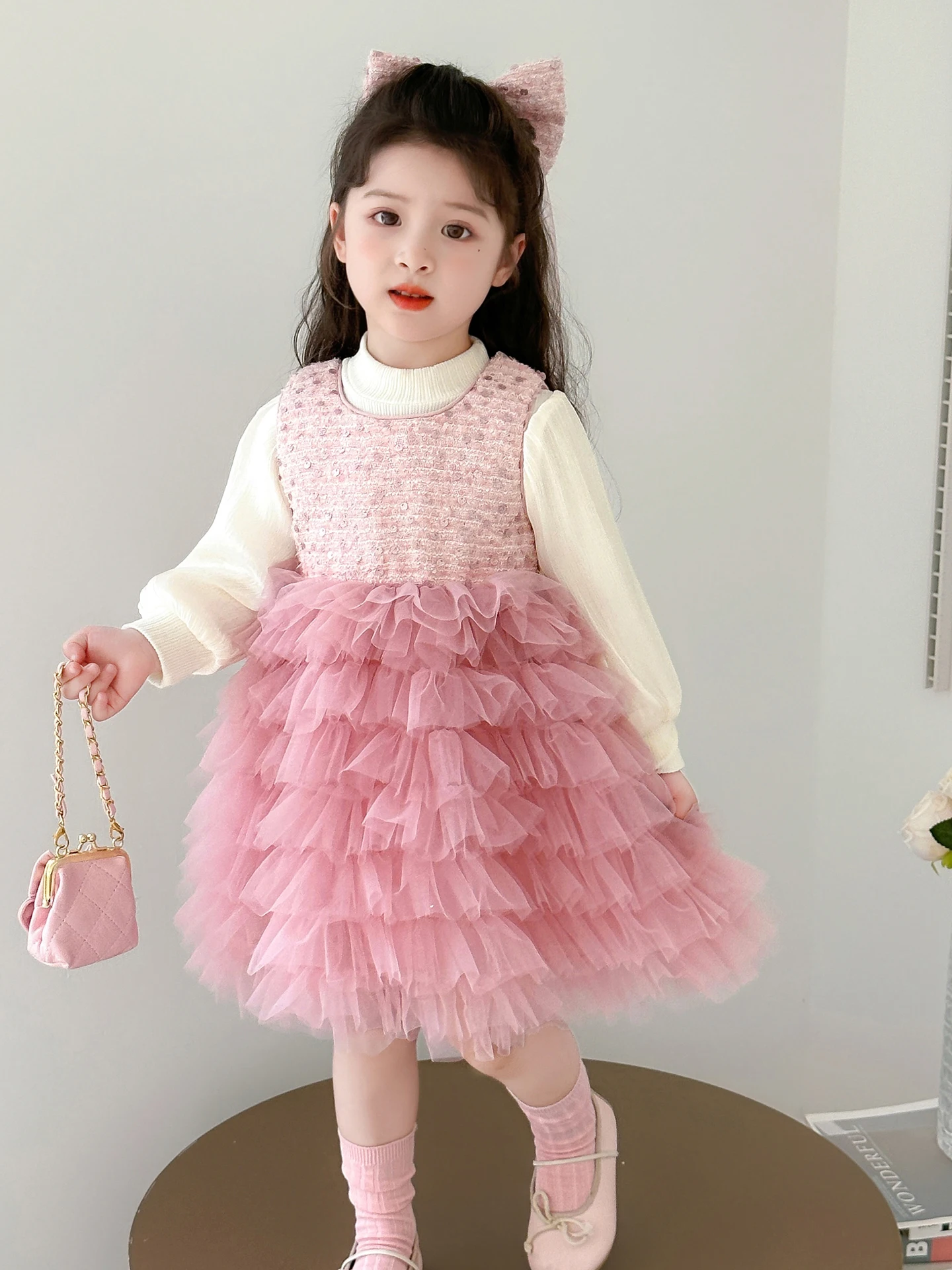 

Комплект юбки-торт для девочек Сетчатая марля Bubble Sve Base irt Комплект из двух предметов Sweet Sle Long Sve Regular Length Другой материал 00%