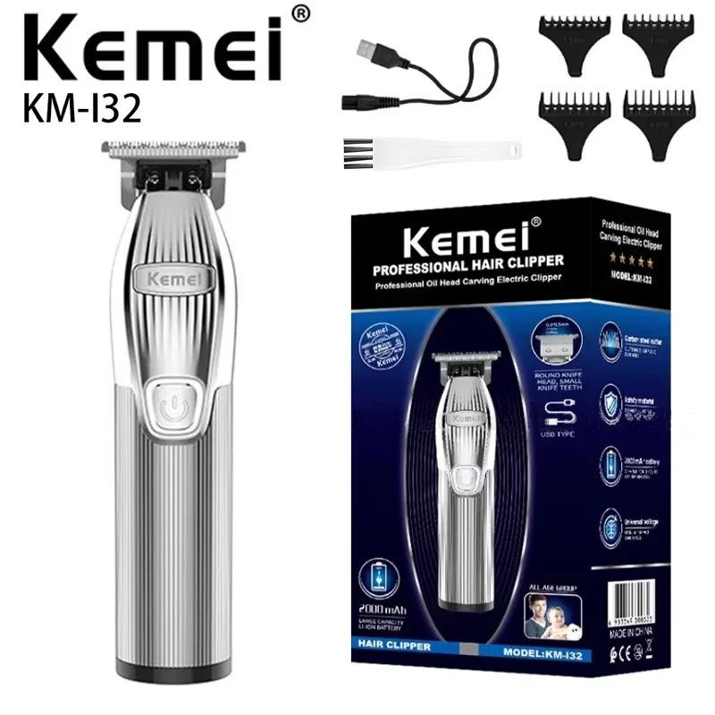 

Kemei KM-i32 Профессиональные мужские электрические машинки для стрижки волос Высокое качество USB перезаряжаемая металлическая мужская машинка для стрижки волос триммер для мужчин