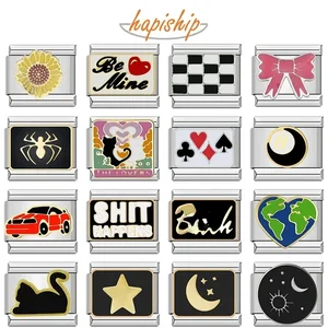 Stainless Hamiship Aço Italian Charm, Spider, Star, Moon, Love, Owl, Jewelry, 9mm, Fashion, DJ003-346, 2024 jewelry 10 main sales pendant star - №3