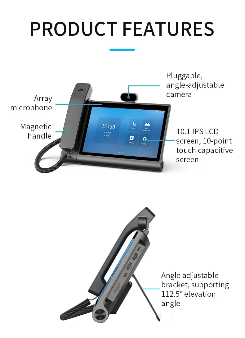 SAT1 IP VoIP WiFi شعار مخصص الفرقة مكتب هاتف فيديو ذكي لاسلكي #6