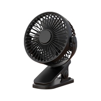 1200Mah Portable Automatic Oscillating Head Fan Rechargeable High Wind Power Fan For Student Black