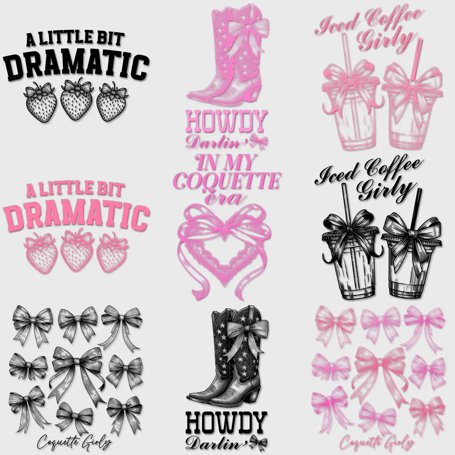 

Iron-on Decal Black and pink bow Patches for Clothes High elasticity Fun Designs Versatile Fabric Transfer Designs DIY Craft